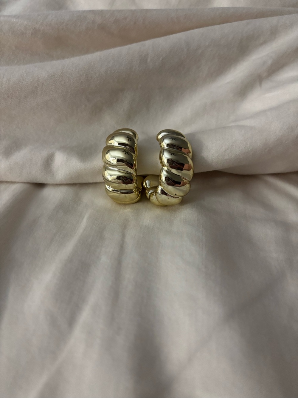 Gold shrimp 
 Hoop Earrings